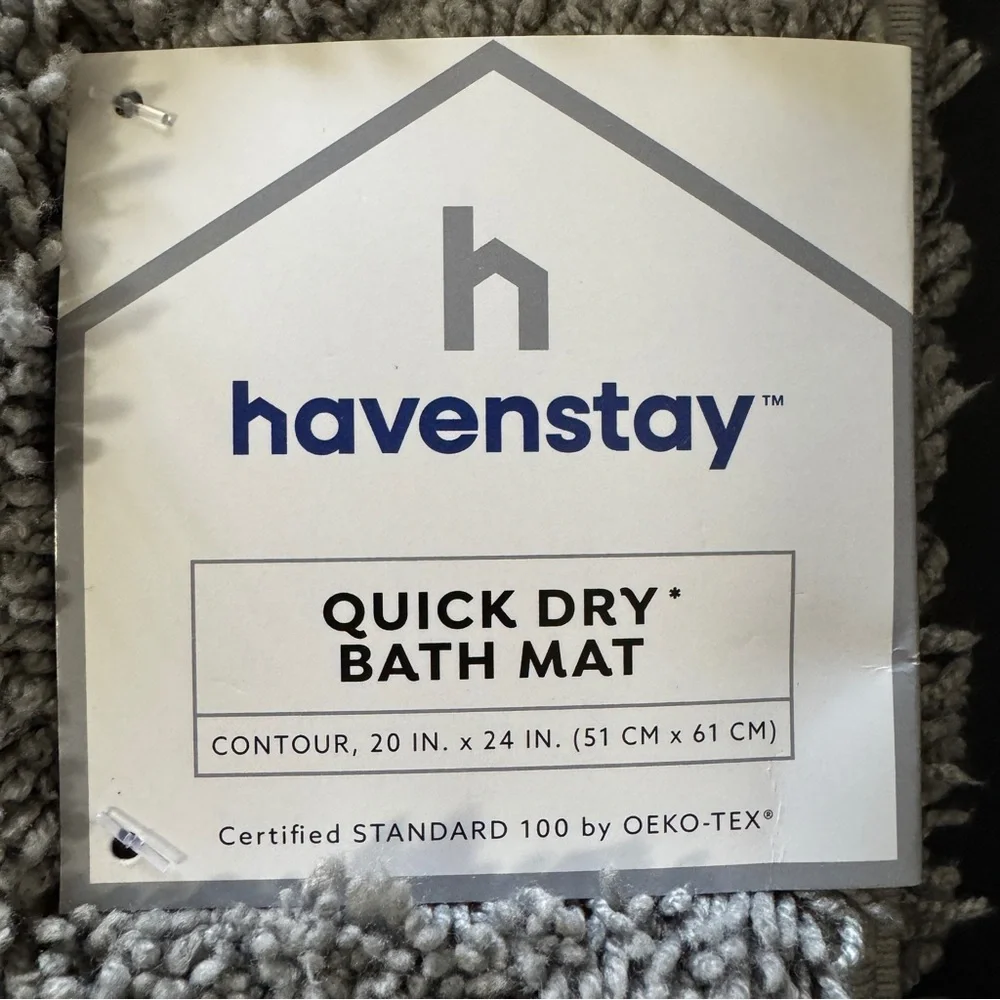 Havenstay Gray Plush Contour Bath Mat